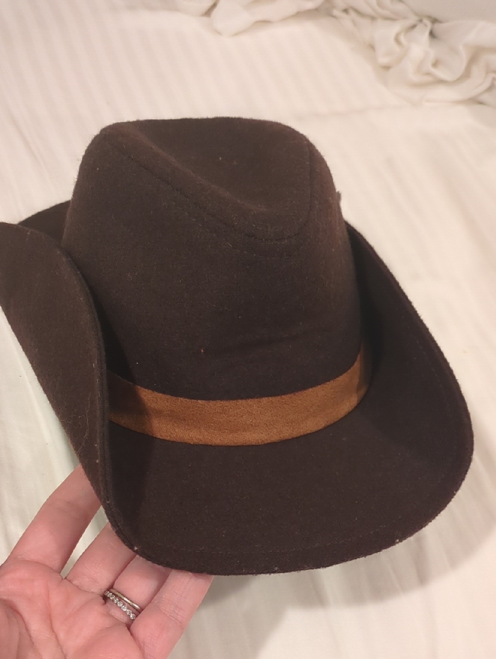 Kids Brown Felt Cowboy Hat with Brown Band (Toddler) - Picture 5 of 5